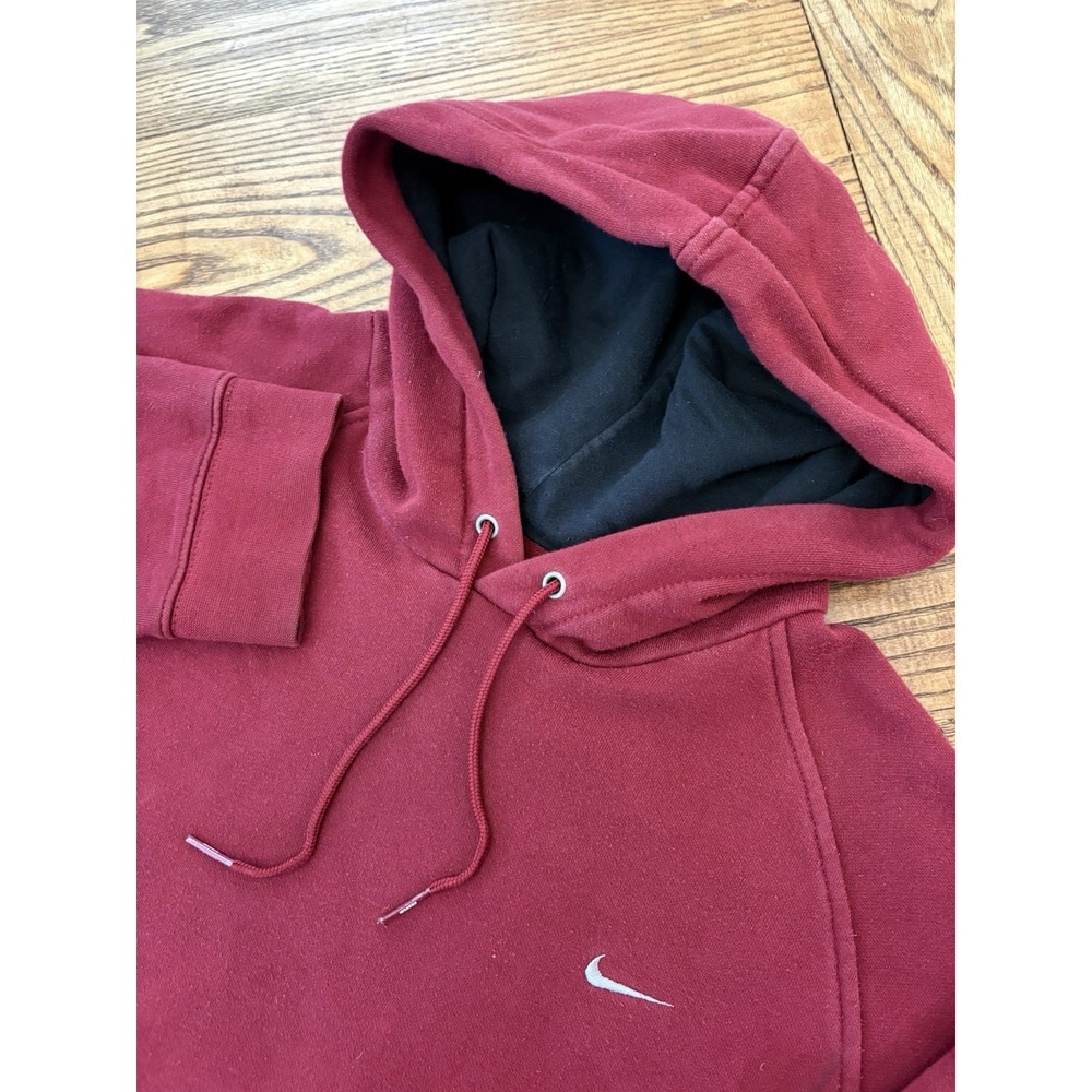 Vintage Y2K‎ Nike Men's XL Red Blank Swoosh Check Hoodie Sweatshirt Streetwear